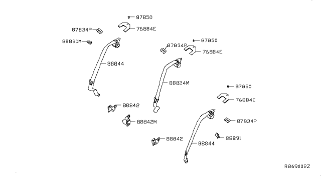 2017 Nissan Sentra Rear Seat Buckle Belt Assembly Right Diagram for 88842-3SG8B