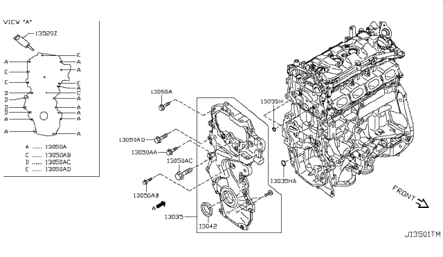 2016 Nissan Sentra Cover Assy-Front Diagram for 13500-3RC0C