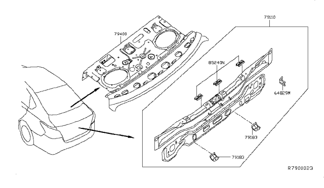 2014 Nissan Sentra Rear,Back Panel & Fitting Diagram