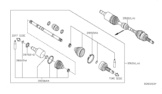 2018 Nissan Sentra Shaft Front Drive Diagram for 39101-4AF0D