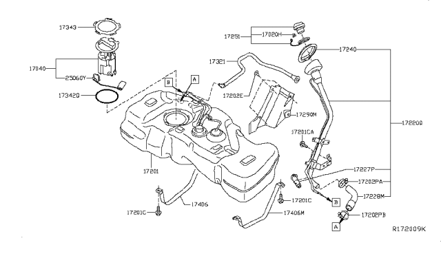 2018 Nissan Sentra Tube Assy-Filler Diagram for 17220-4AF1A