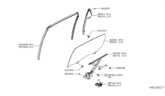 2018 Nissan Sentra Motor Assembly - Regulator, LH Diagram for 82731-3TA1A