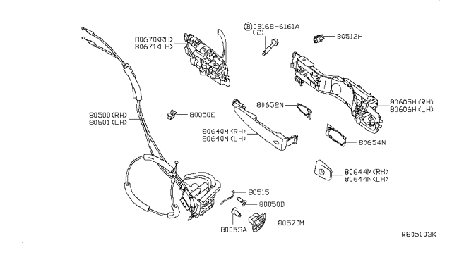 2017 Nissan Sentra Rear Interior Door Handle Assembly, Left Diagram for 80671-3SG0B