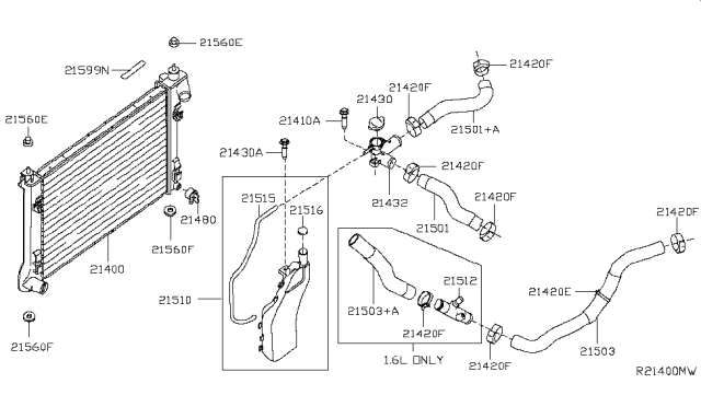 2016 Nissan Sentra Tank Assy-Radiator Reservoir Diagram for 21710-3SH0A