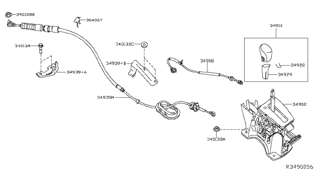 2018 Nissan Sentra Cable Assembly-Key Inter Lock Diagram for 34908-3SH1A