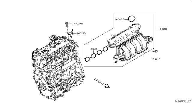 2013 Nissan Sentra Gasket-Manifold Diagram for 14035-3RC0A