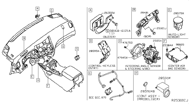 2014 Nissan Sentra Body Control Module Controller Assembly Diagram for 284B1-3SG0A