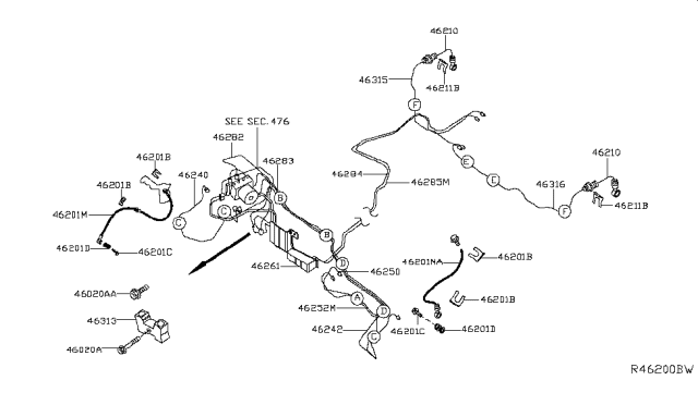 2019 Nissan Sentra Brake Piping & Control Diagram 4