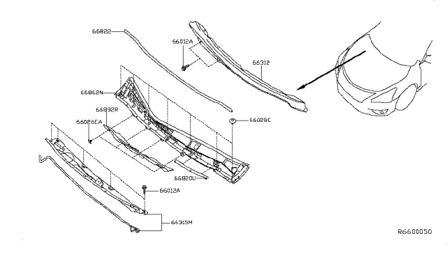 2019 Nissan Sentra Cowl Top & Fitting Diagram 1