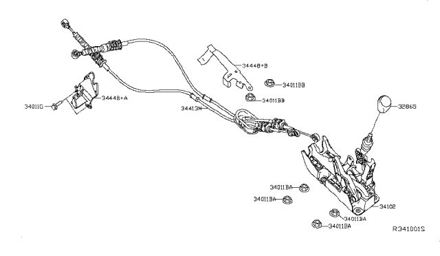 2016 Nissan Sentra Transmission Control & Linkage Diagram 1