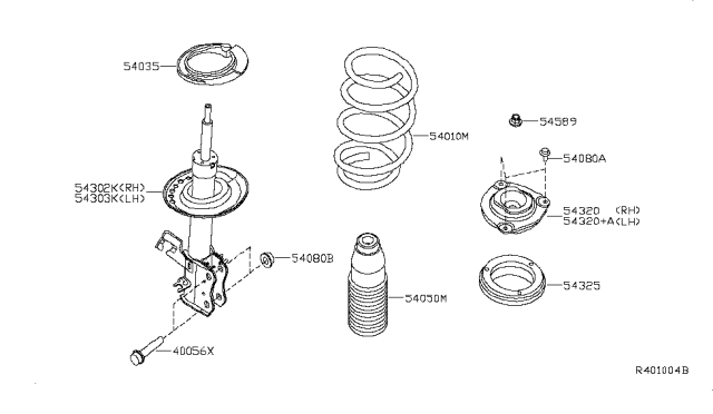 2017 Nissan Sentra Strut Mounting Insulator Assembly Diagram for 54320-3SH0C