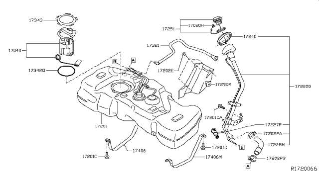 2013 Nissan Sentra Filler Cap Assembly Diagram for 17251-9EG1B