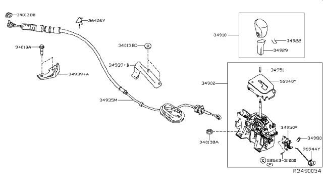 2017 Nissan Sentra Transmission Control Device Assembly Diagram for 34901-4FV0B