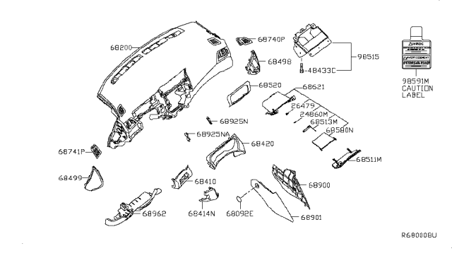 2016 Nissan Sentra Shim-Glove Box Lid Diagram for 68513-3SG0A