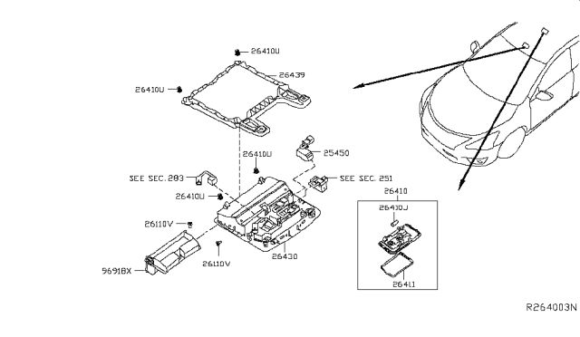 2018 Nissan Sentra Bracket-Map Lamp Diagram for 26439-3SG7B