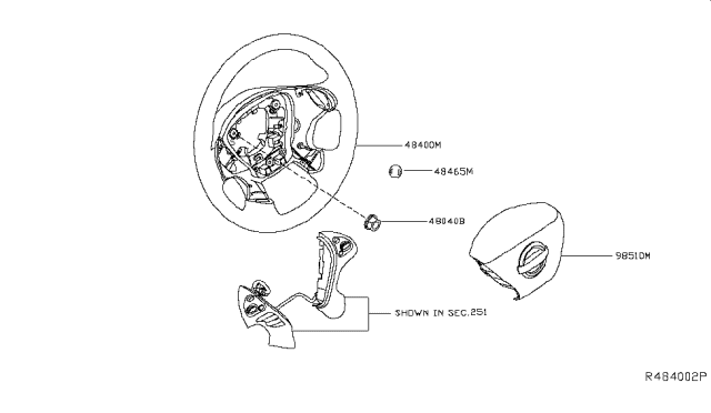 2016 Nissan Sentra Steering Wheel Assembly W/O Pad Diagram for 48430-4FY0A