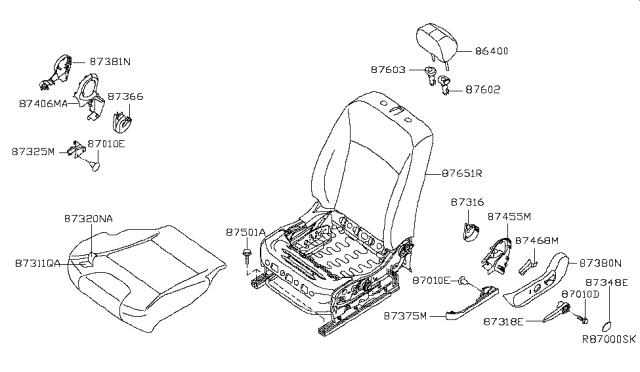 2015 Nissan Sentra Front Seat Diagram 1