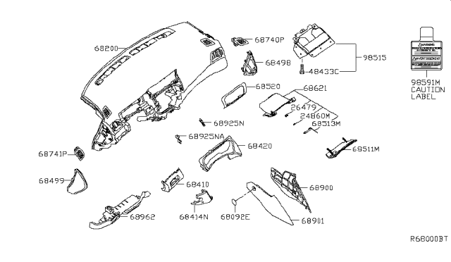 2019 Nissan Sentra Finisher-Instrument Lower Diagram for 68962-4FU1B