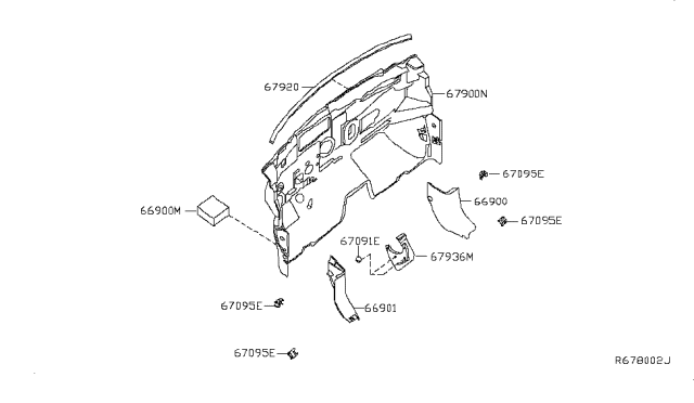 2019 Nissan Sentra Dash Trimming & Fitting Diagram