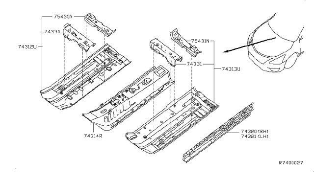 2018 Nissan Sentra Floor-Front,LH Diagram for G4321-4FUAB