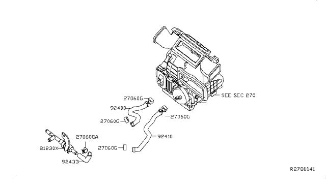 2014 Nissan Sentra Hose-Heater,Outlet Diagram for 92410-3SG0A