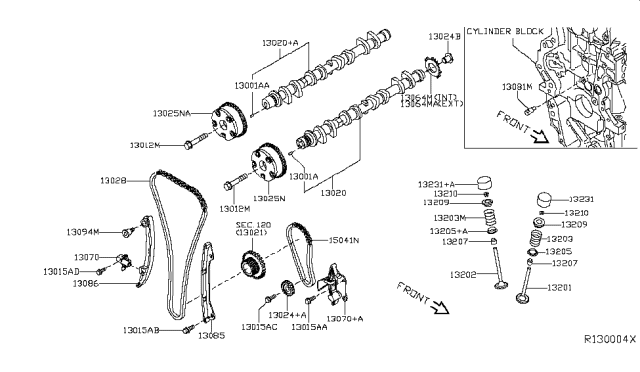 2017 Nissan Sentra TENSIONER Chain Diagram for 13070-1KC0B