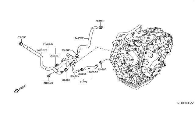 2017 Nissan Sentra Auto Transmission,Transaxle & Fitting Diagram 5