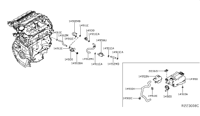 2018 Nissan Sentra Hose-Fuel Vapor Control Diagram for 14912-3RC0B