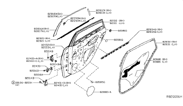 2017 Nissan Sentra Rear Door Panel & Fitting Diagram