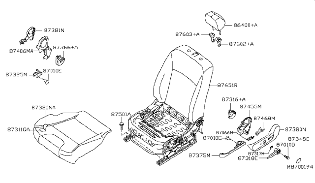 2015 Nissan Sentra Cover-RECLINING Device,Front Seat Outer LH Diagram for 87455-3SA0B