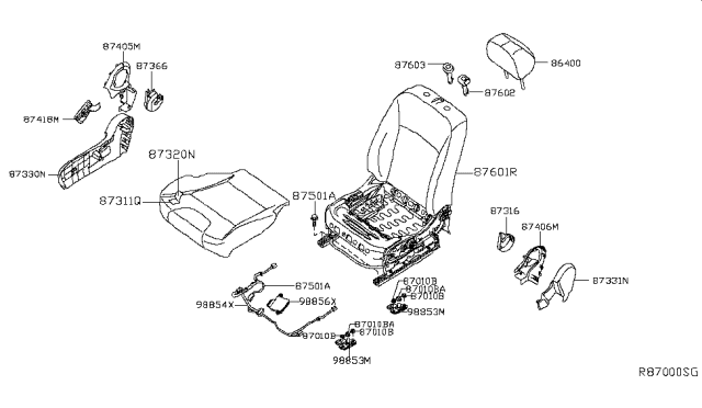 2013 Nissan Sentra Trim Assembly - Front Seat Cushion Diagram for 87320-9AM8A