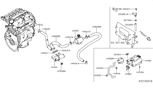 2018 Nissan Sentra Hose-Fuel Vapor Control Diagram for 14912-3RC0C