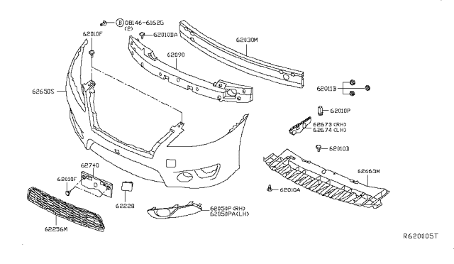 2013 Nissan Sentra Armature Assy-Front Bumper Diagram for 62030-3SH1A