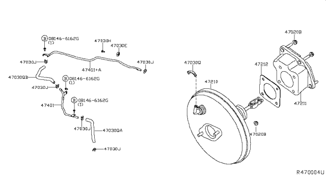 2017 Nissan Sentra Hose-Brake Booster Diagram for 47471-BV90A