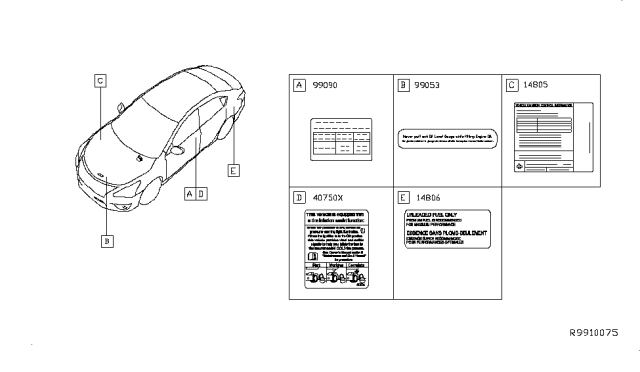 2017 Nissan Sentra Emission Label Diagram for 14805-5UD1A