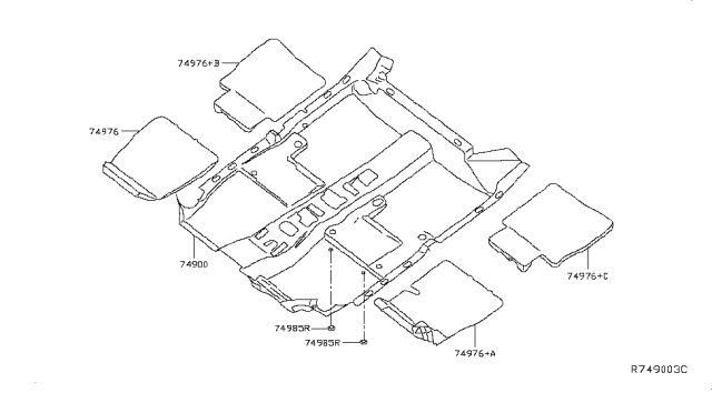 2013 Nissan Sentra Spacer-Front Floor Trim Diagram for 74979-3SG0A