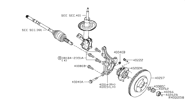 2016 Nissan Sentra Spindle-KNUCKLE,RH Diagram for 40014-1KA1A