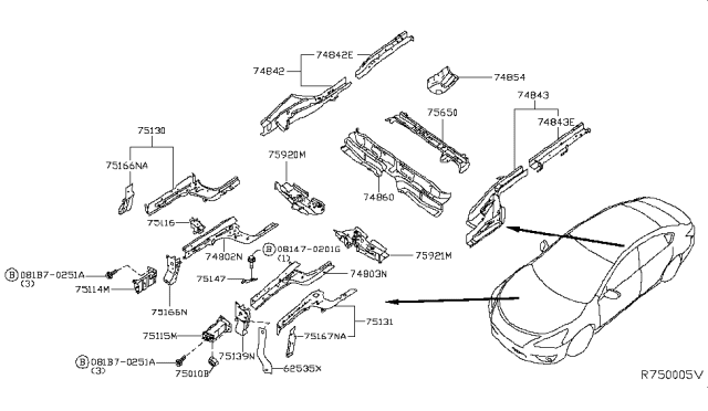 2019 Nissan Sentra Bracket Front Suspension Mounting, LH Diagram for G5941-4ATMA