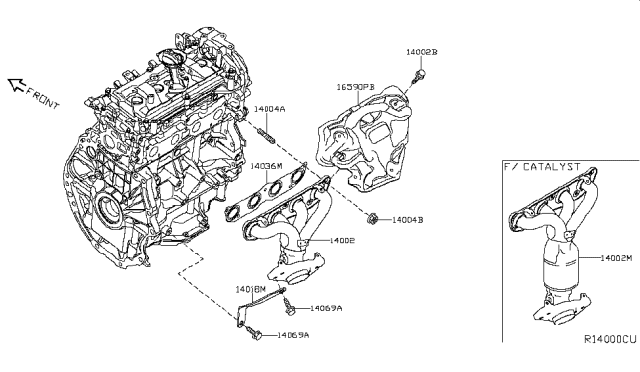 2018 Nissan Sentra Gasket-Exhaust Manifold Diagram for 14036-BV80A