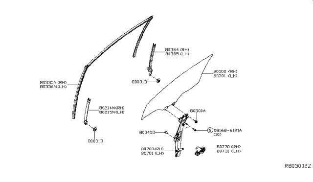 2019 Nissan Sentra Glass Run Rubber-Front Door,RH Diagram for 80330-9AM0A