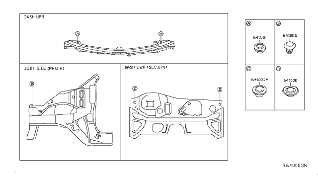 2014 Nissan Sentra Hood Ledge & Fitting Diagram 2