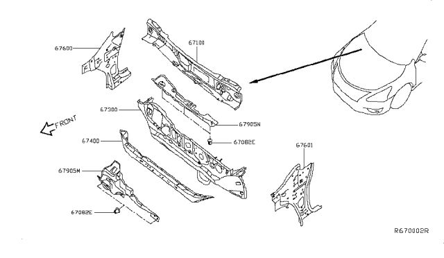 2014 Nissan Sentra INSULATOR-Dash Lower,Front Diagram for 67810-3SH0A