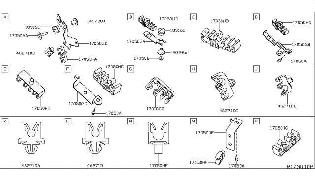 2016 Nissan Pathfinder Clip Diagram for 17571-3JA0A