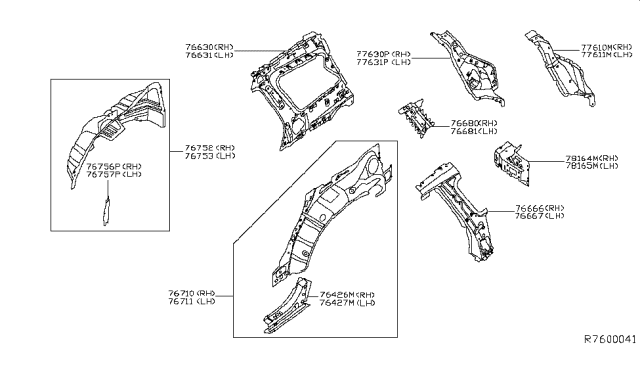 2018 Nissan Pathfinder Wheel Hose Rear RH Diagram for 76710-3JA0A