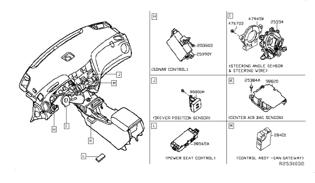 2013 Nissan Pathfinder Sensor-Side AIRBAG Center Diagram for 98820-3KA9A