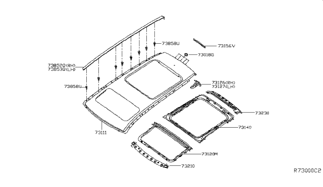 2017 Nissan Pathfinder Roof Panel & Fitting Diagram 4