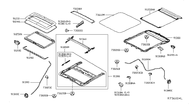 2014 Nissan Pathfinder Bracket-Sunroof Diagram for 76893-3KA1A