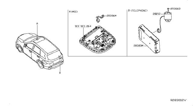 2014 Nissan Pathfinder Power Control Unit-Telephone Diagram for 28383-3JA0A