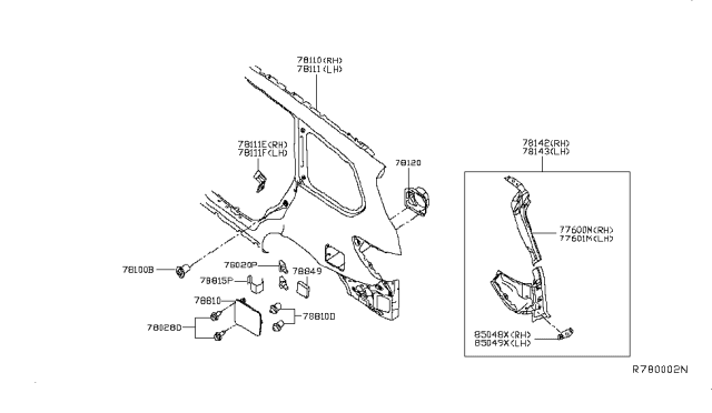 2013 Nissan Pathfinder Rear Fender & Fitting Diagram 2