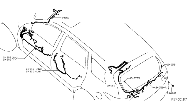 2019 Nissan Pathfinder Harness-Front Door,RH Diagram for 24124-9PJ0E